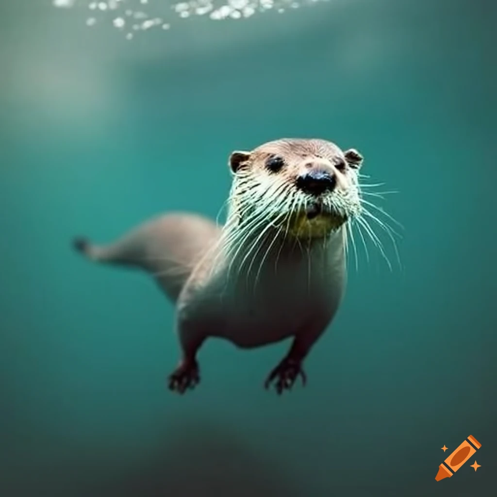 illustration of an otter sitting by a lake with a sign