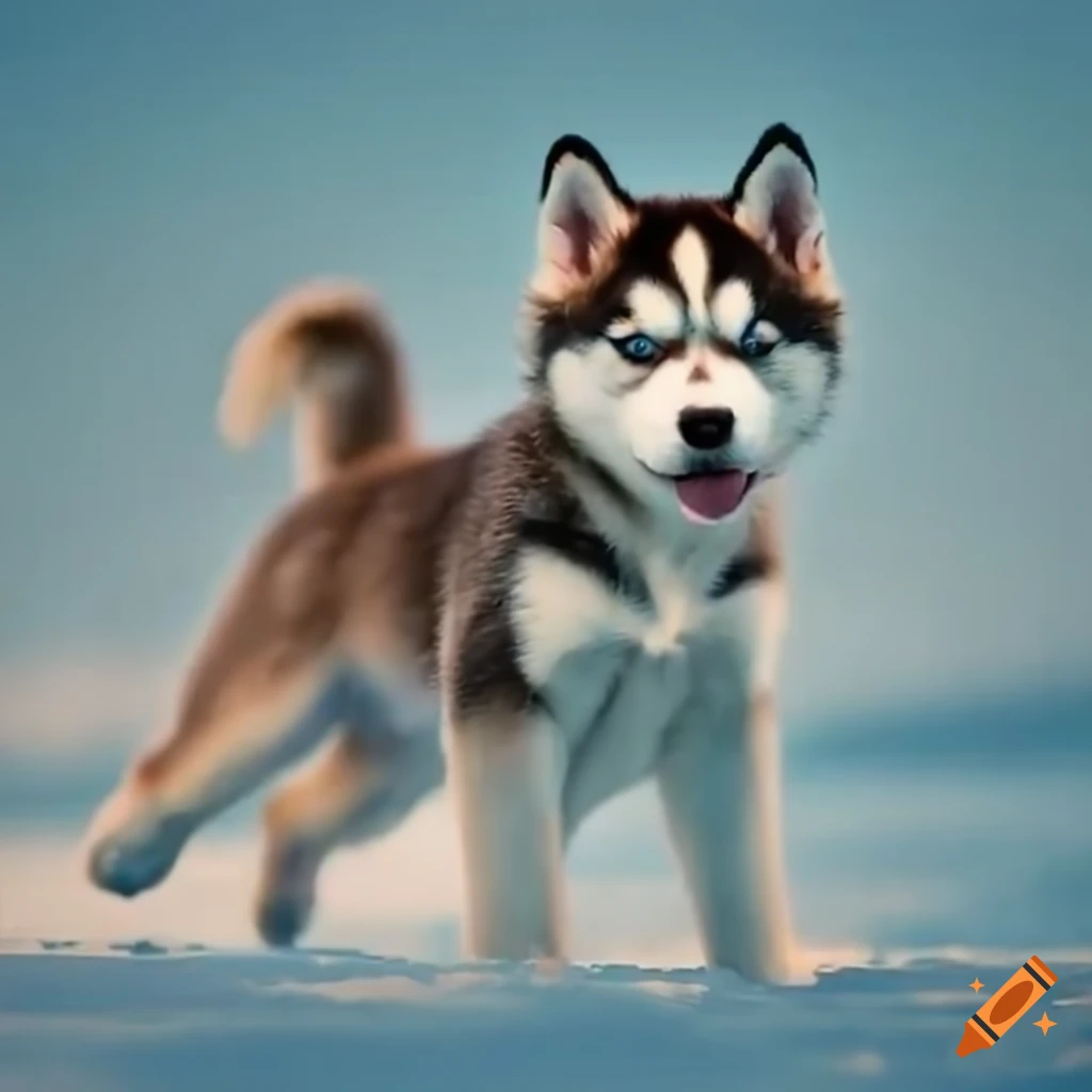 Husky dogs running with puppies on Craiyon