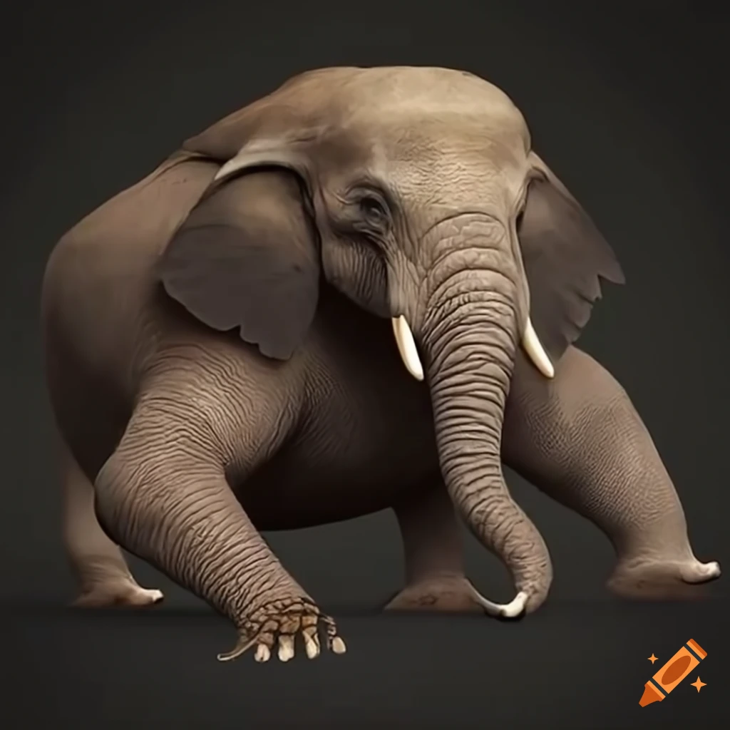 amazing creature with an elephant body and snake tail
