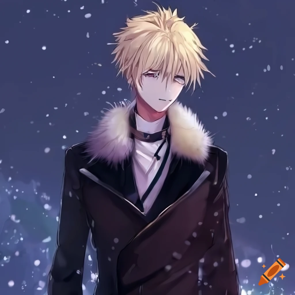 anime male character in a stylish winter outfit