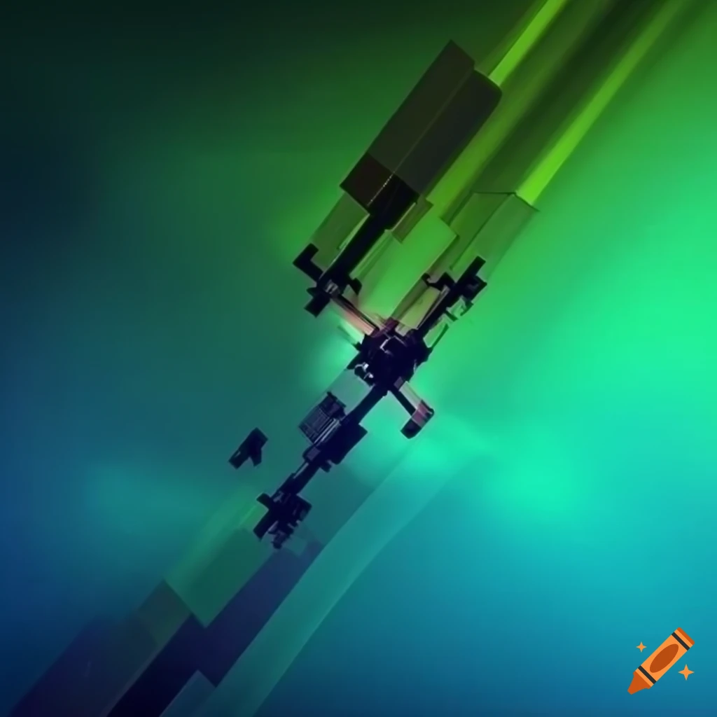 Green gradient abstract space station artwork on Craiyon