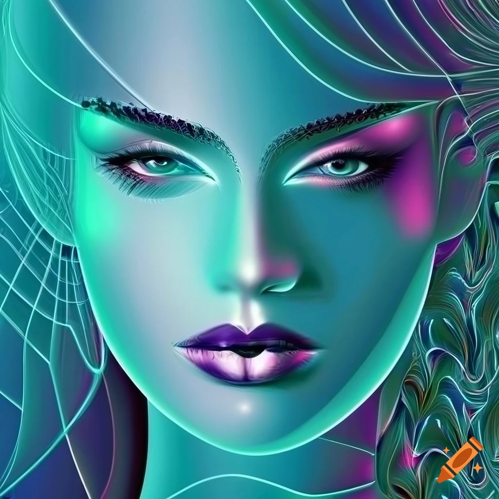 vector art of a detailed female face