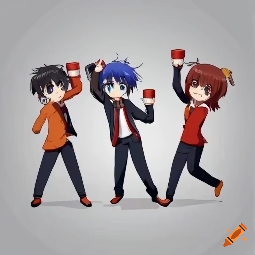 anime club scene with dancing people and cups