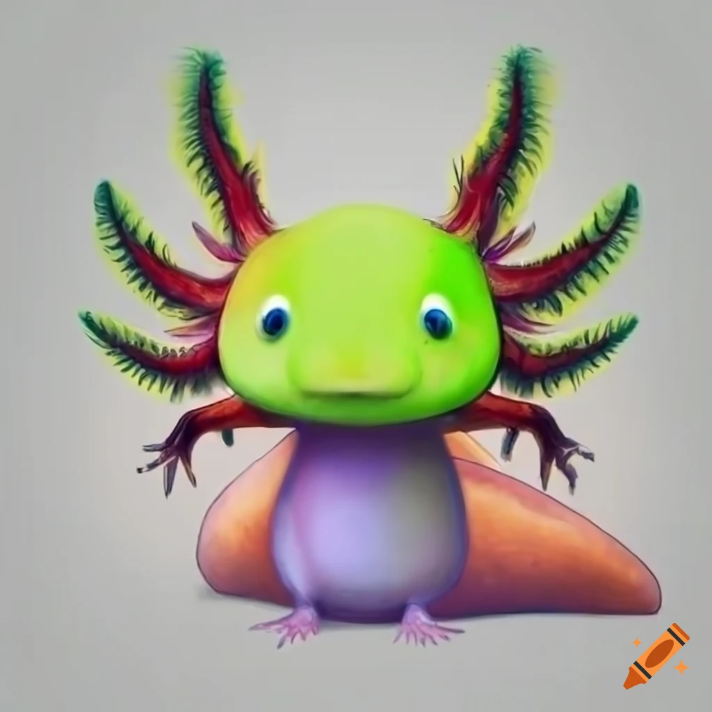 anthropomorphic axolotl illustration