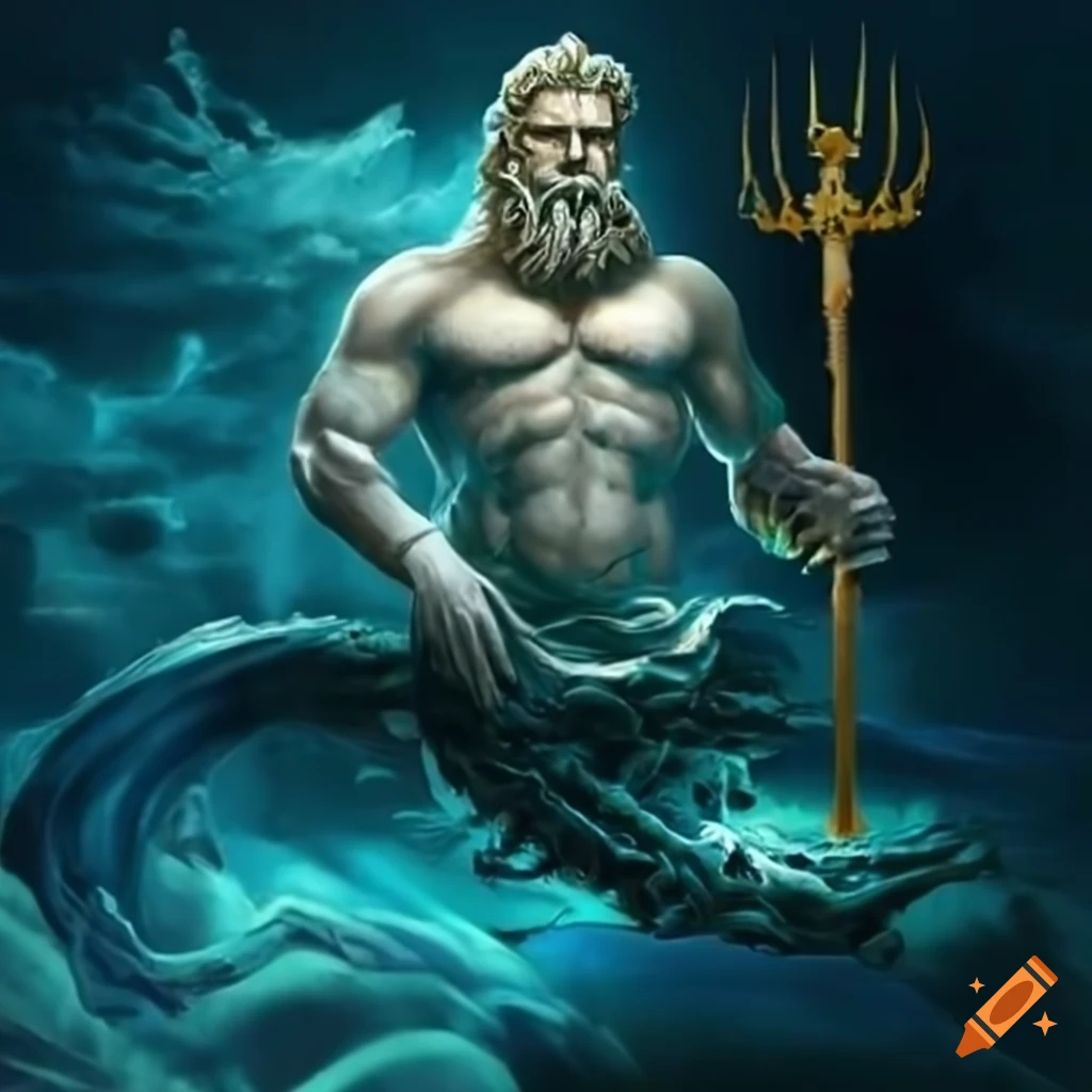 Artwork of poseidon, god of the sea