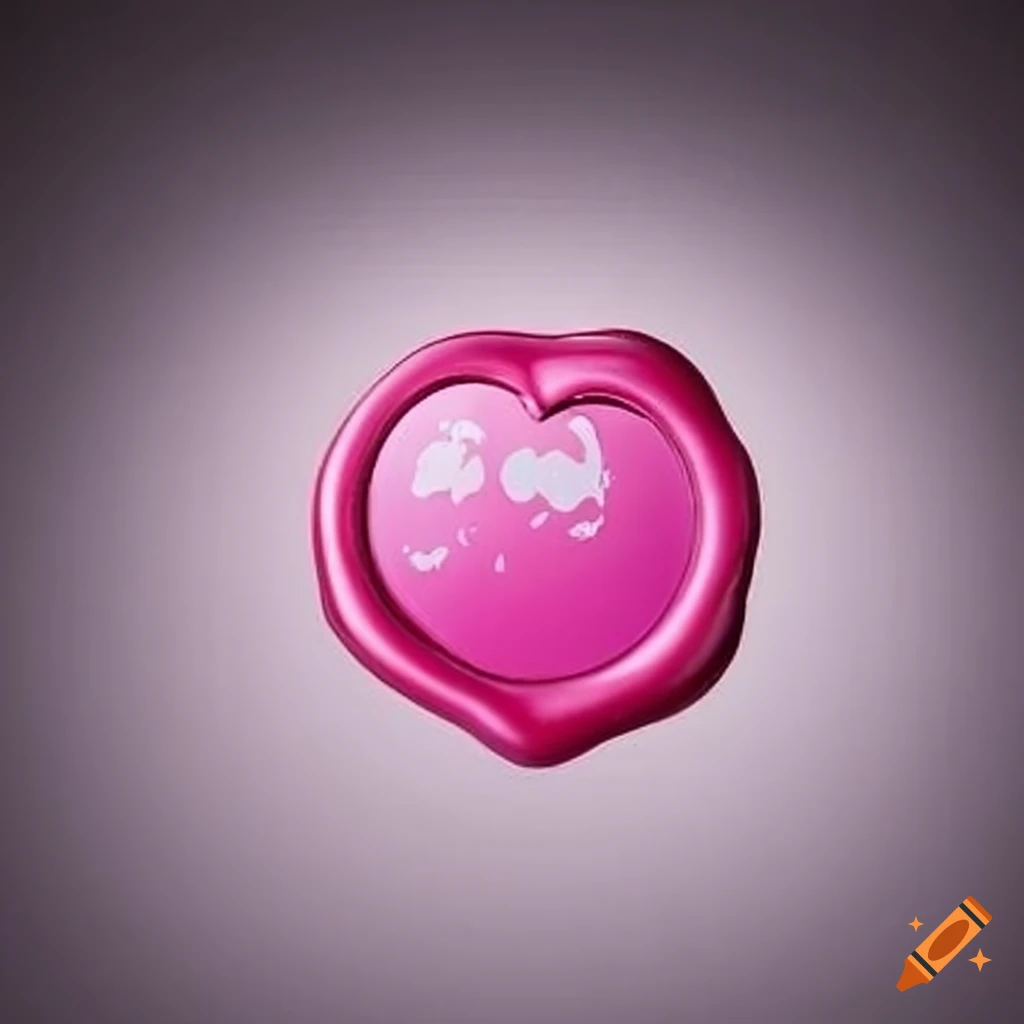 metallic white and fuchsia heart-shaped wax seal