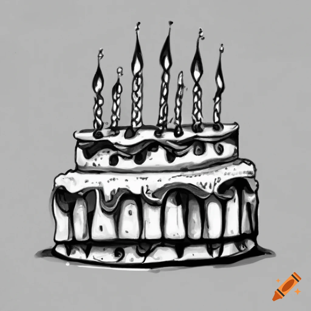 birthday cake illustration vintage