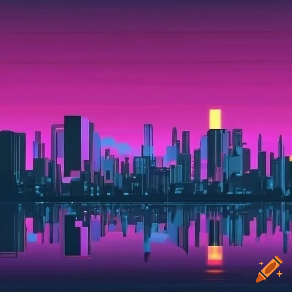 Colorful synthwave cityscape wallpaper