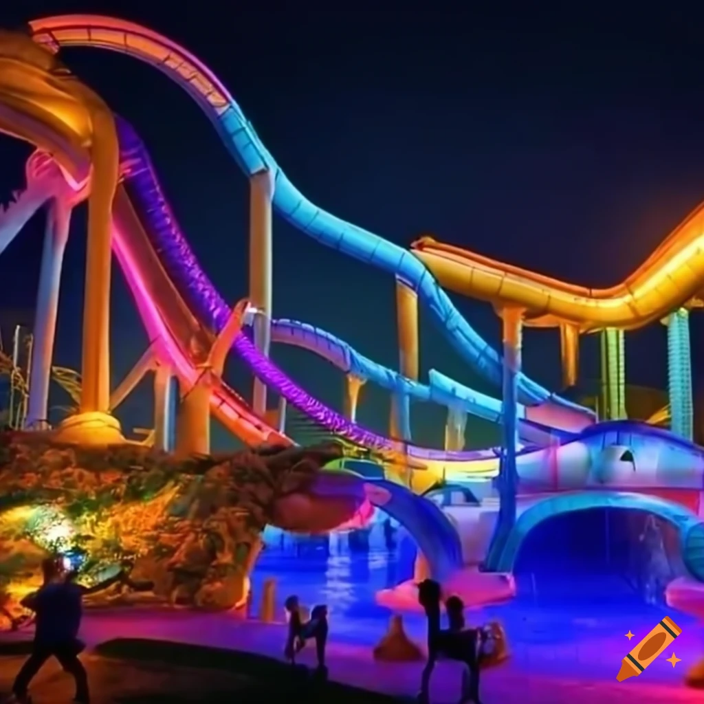 nighttime-view-of-six-flags-great-america-hurricane-harbor-water-park