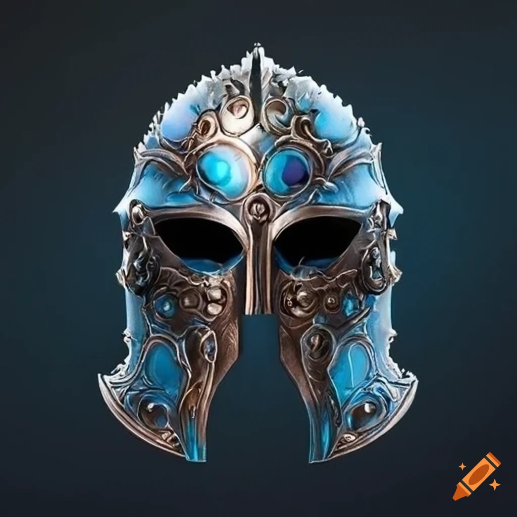 intricate symmetrical steel astral helmet