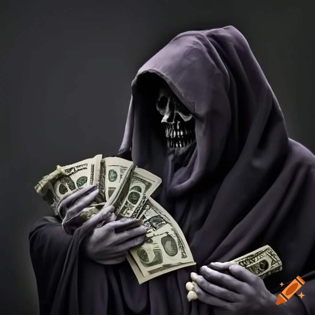 Image of a grim reaper holding money on craiyon