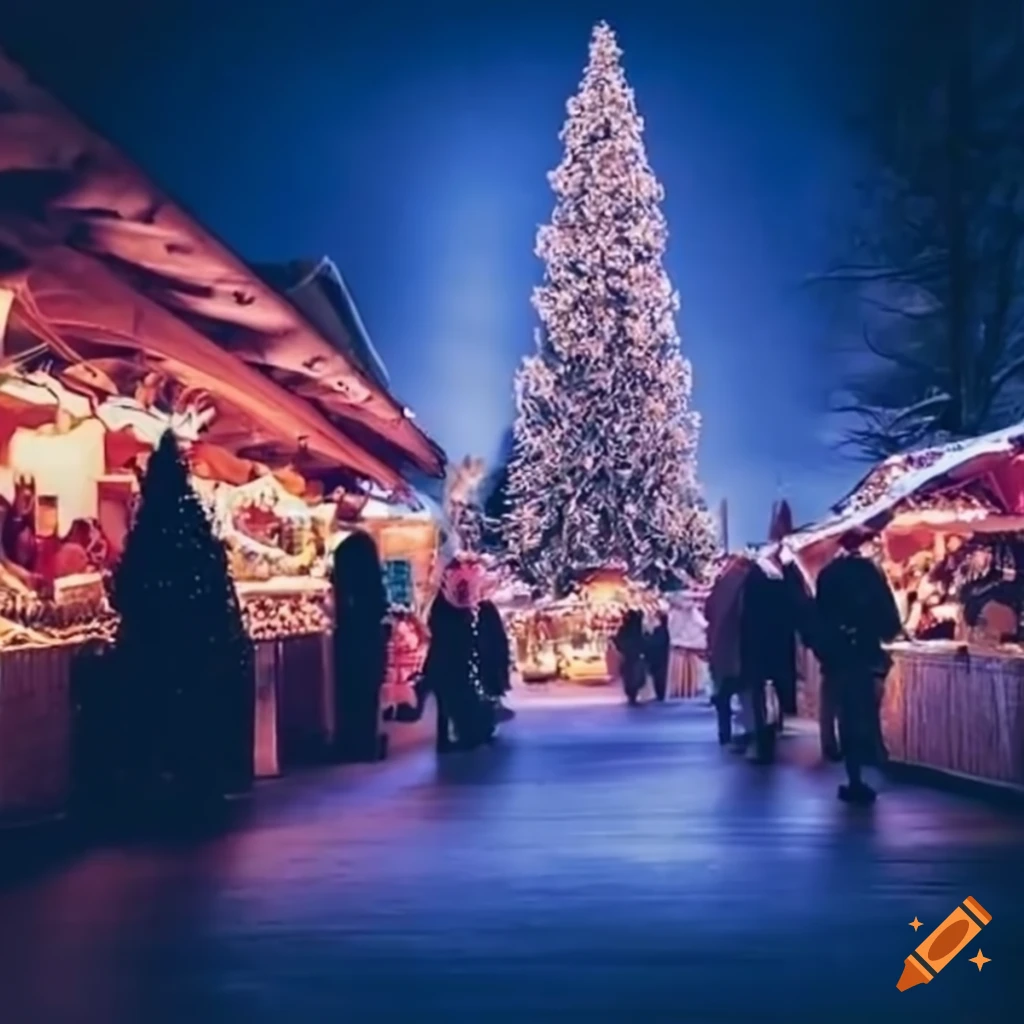 Christmas market with food stalls promoting local city life