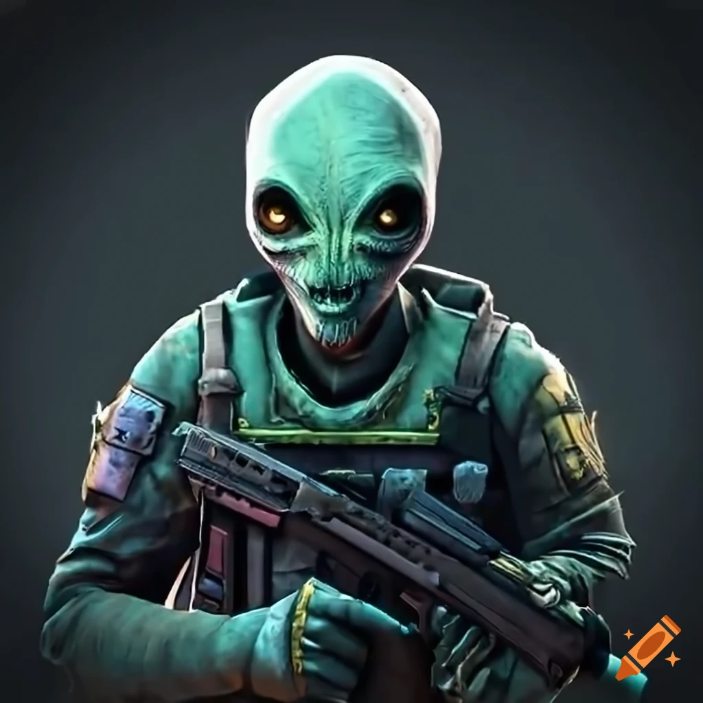 Alien playing csgo game