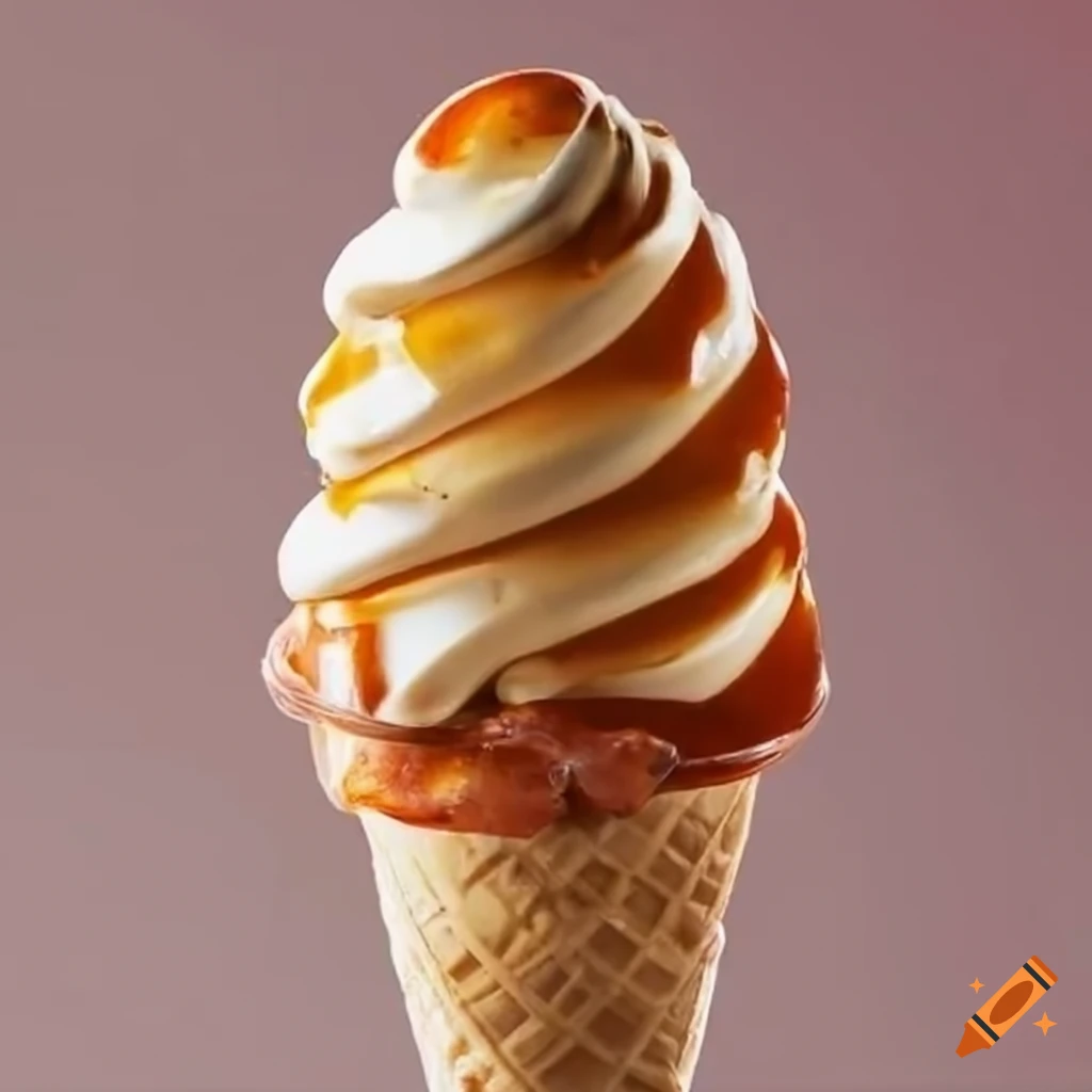 Soft serve cone with smoked maple sauce