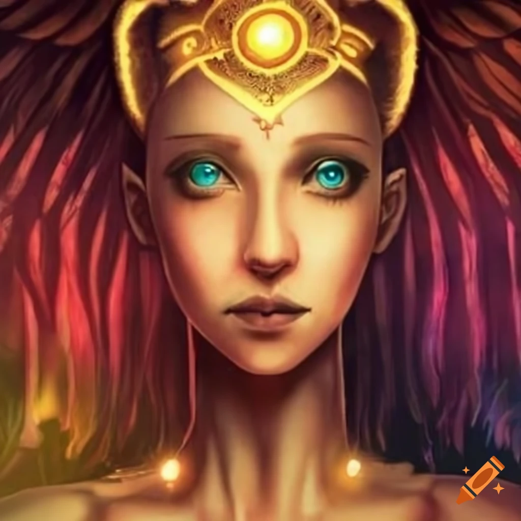 Artwork representing the princess of wands in tarot on Craiyon