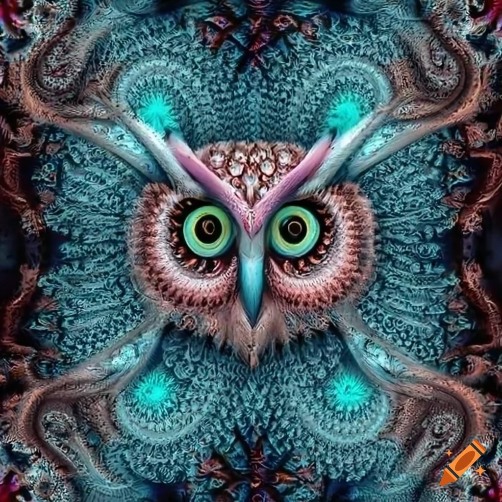 fractal owl with antlers and horns