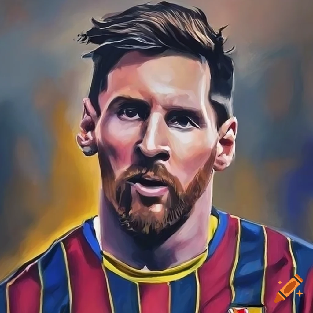 Painting of leo messi and antonella rocuzzo on Craiyon