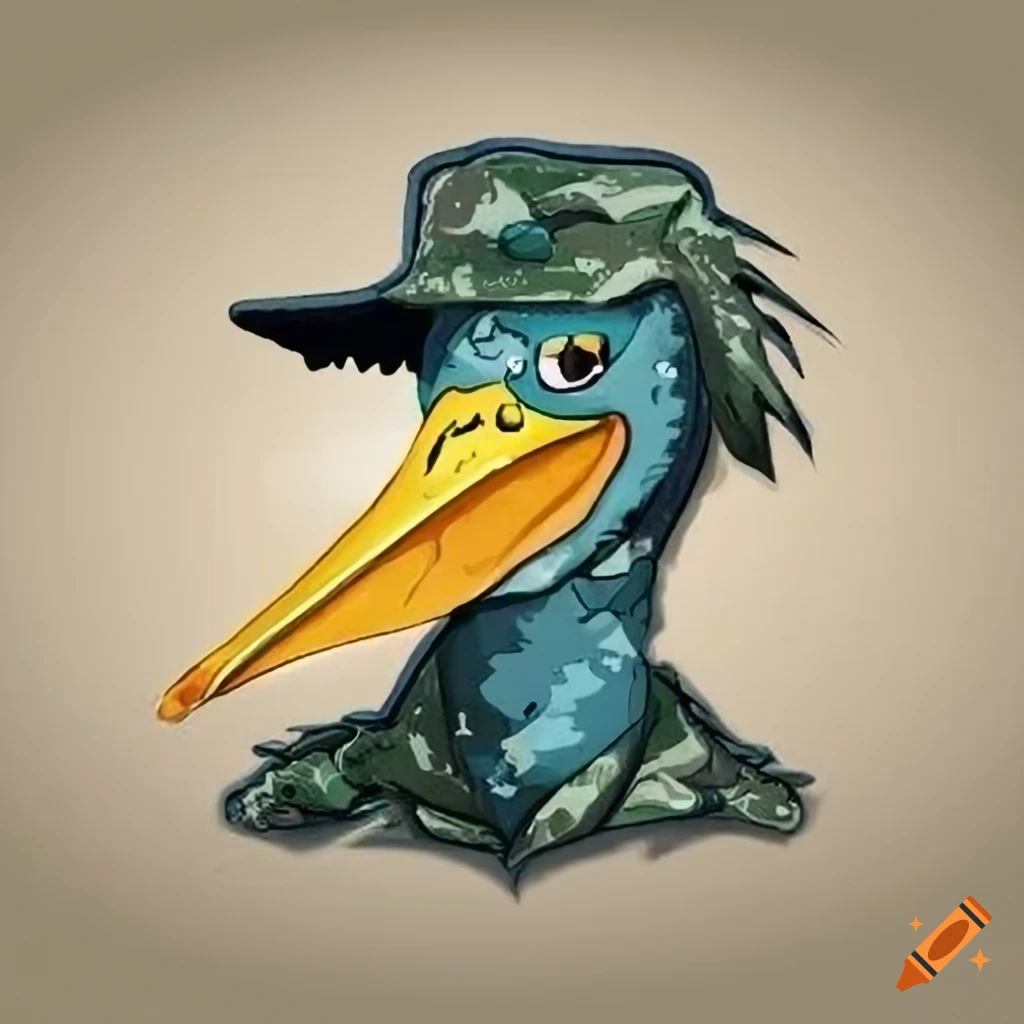 Cartoon pelican military patch
