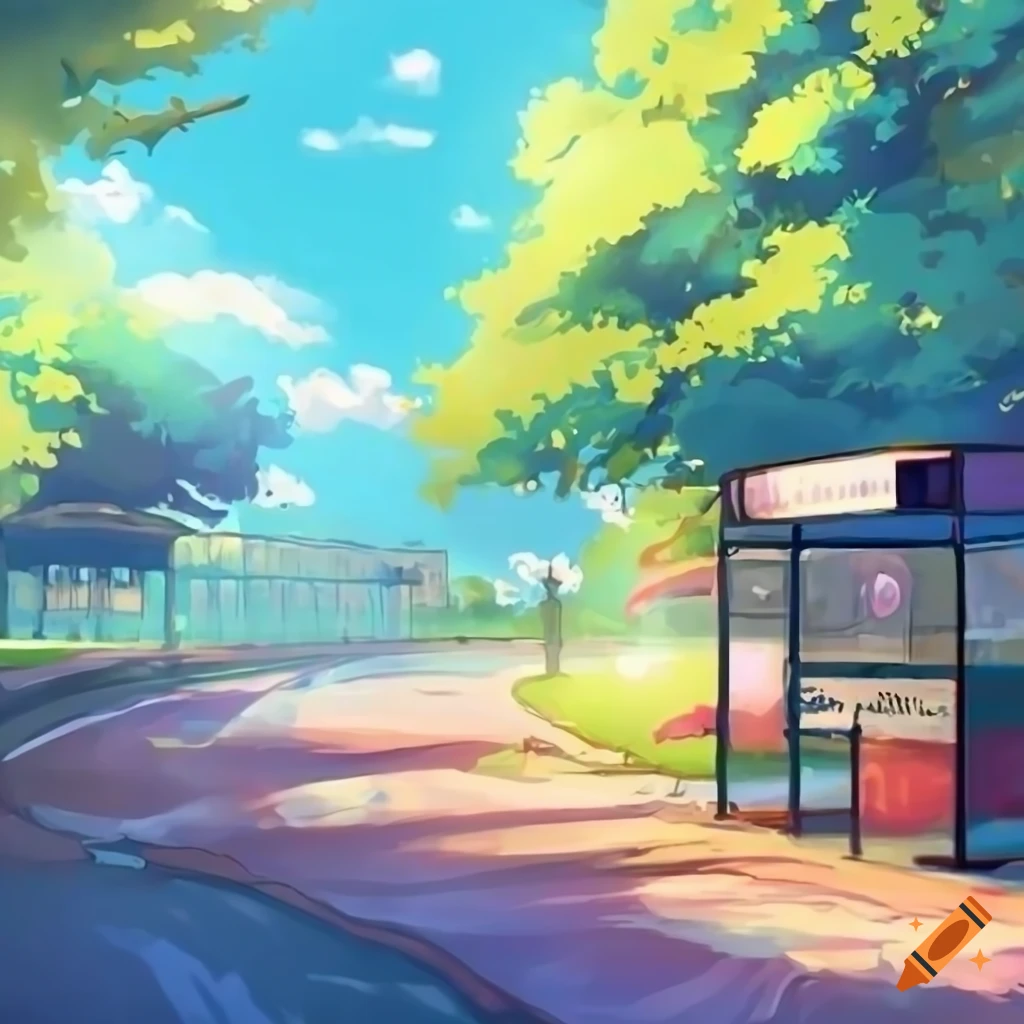 anime bus stop | Cloud tutorial, Bus stop, Clouds