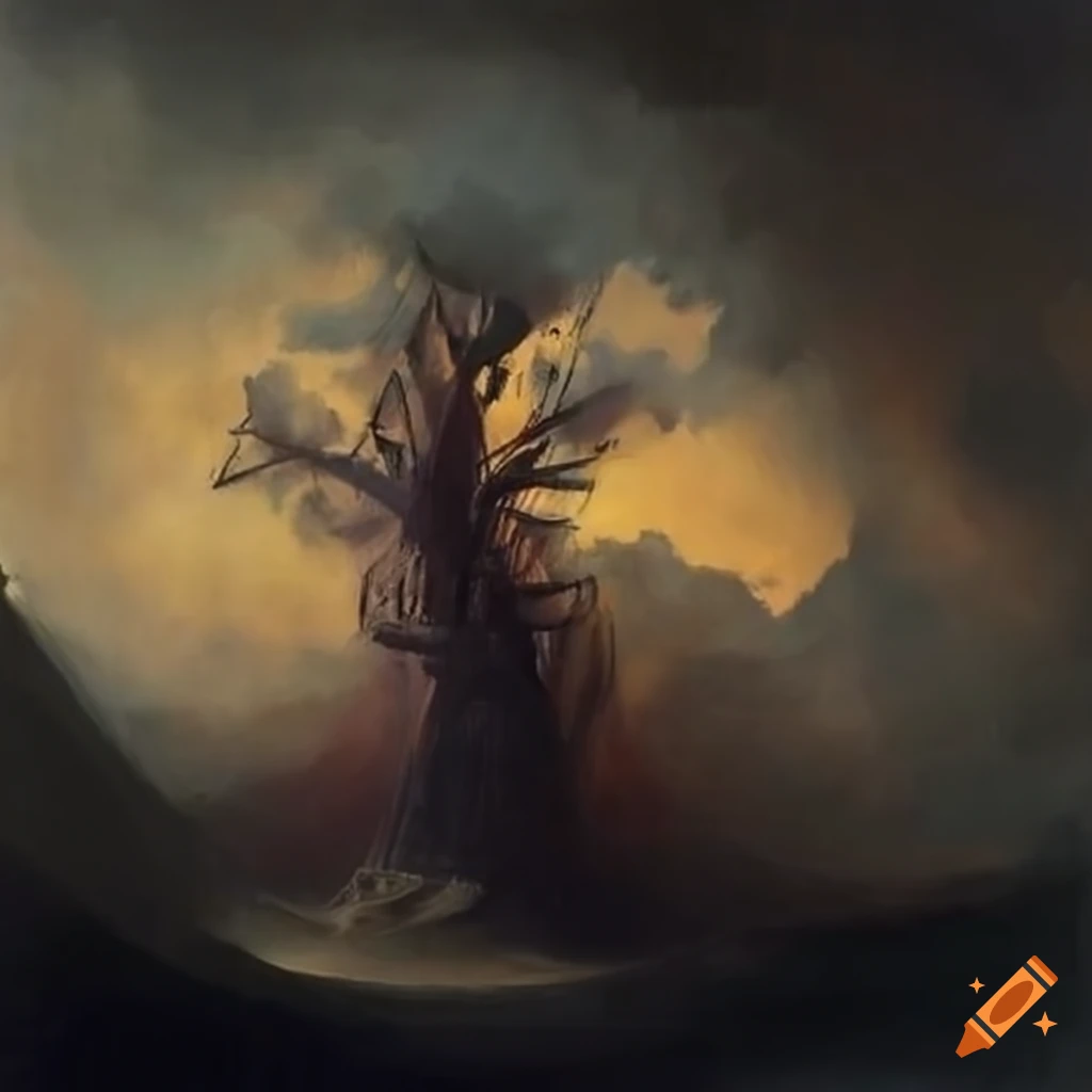 dramatic painting of a higher power's arrival