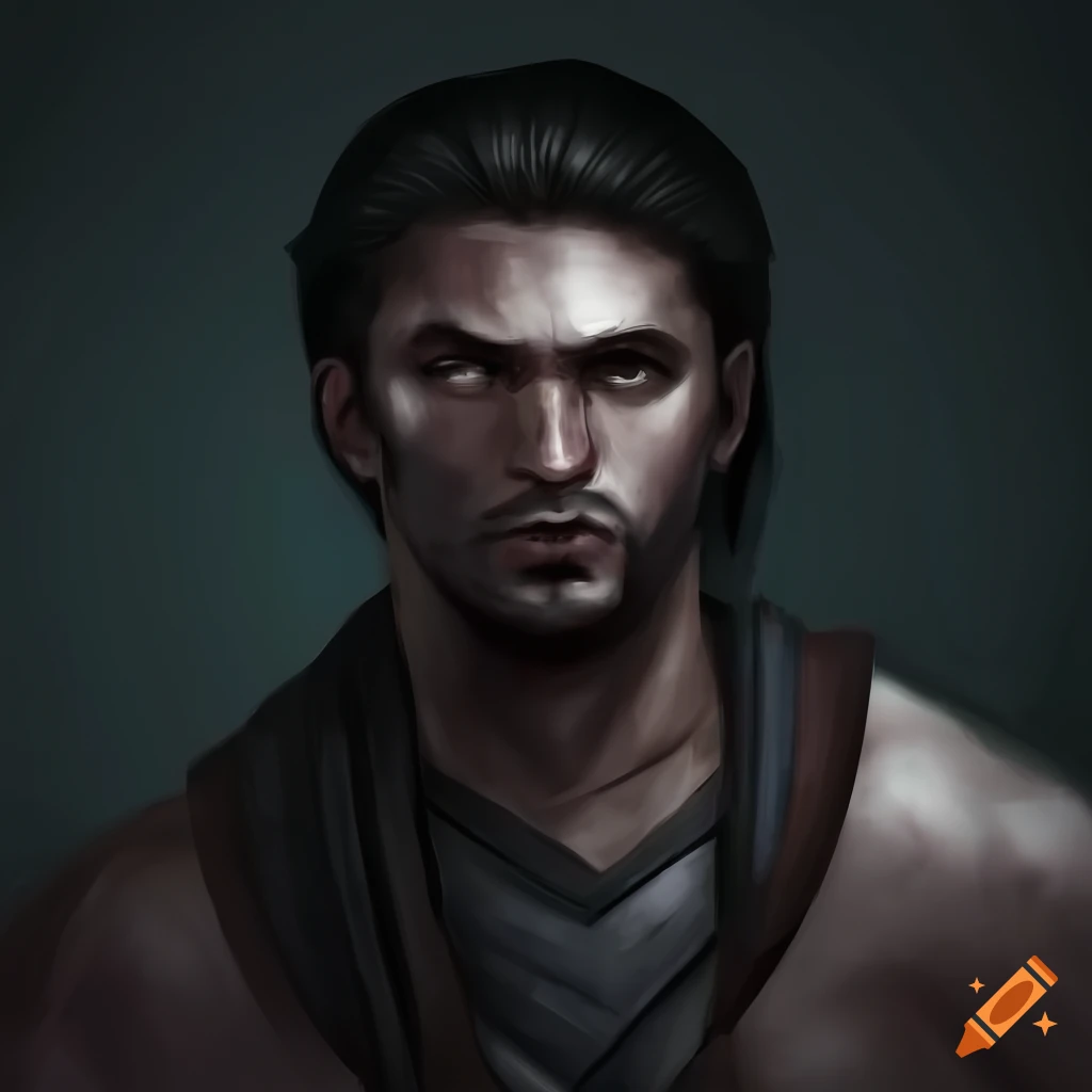 Portrait of a dark-clad male monk warrior