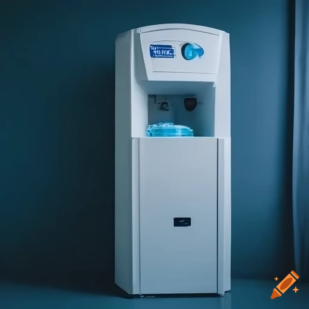 Empty water cooler in a detailed room