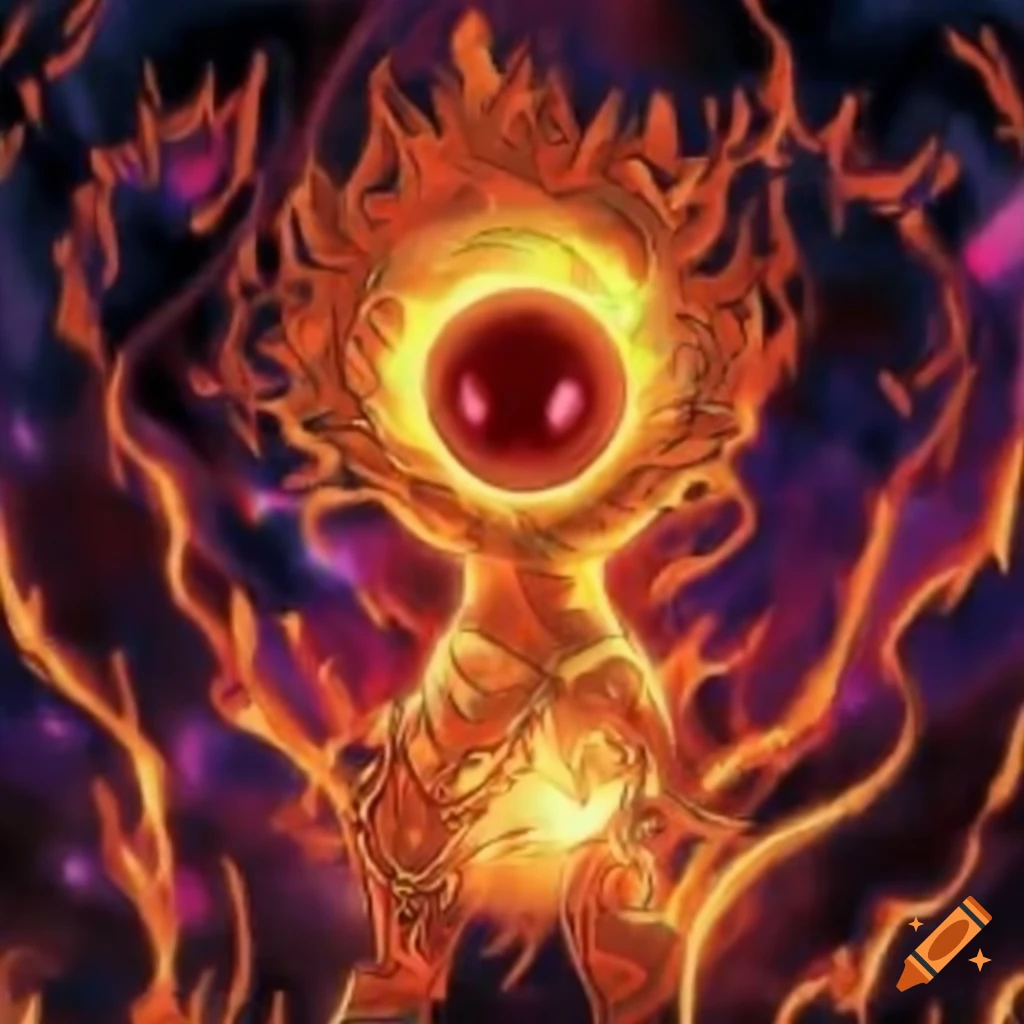 Illustration of a fire spell in a yugioh card
