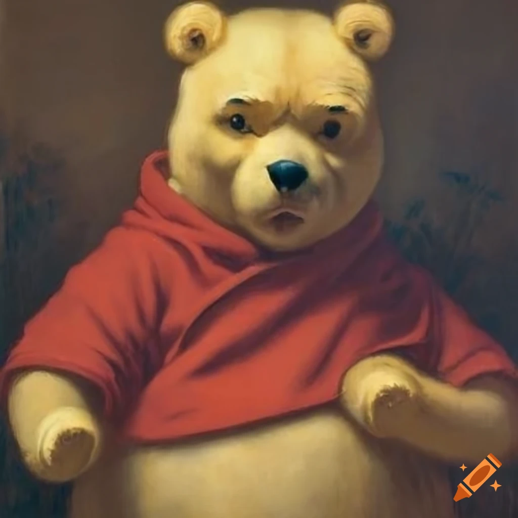 Winnie the Pooh portrait inspired by Gustave Courbet