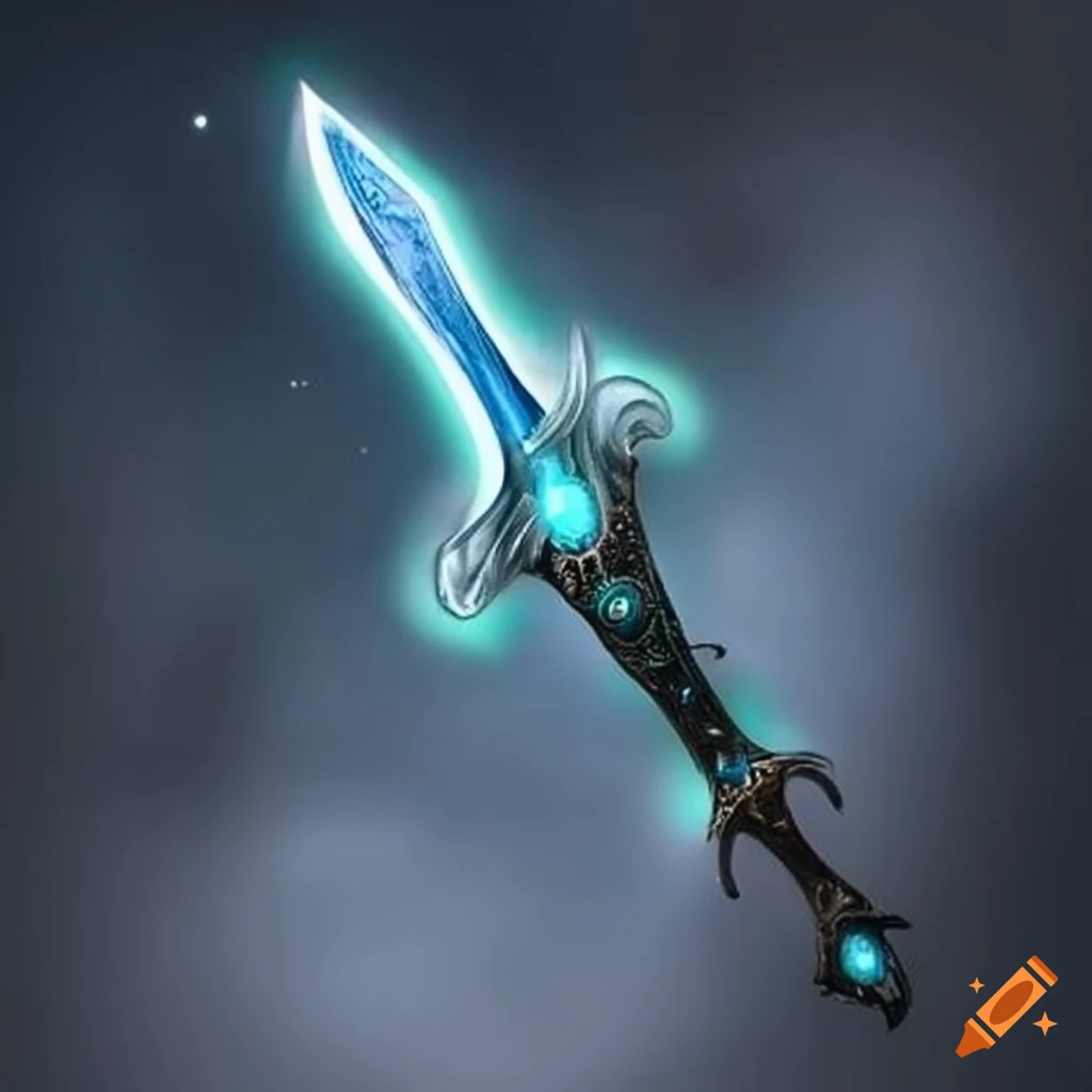 Magical sword with a white glow