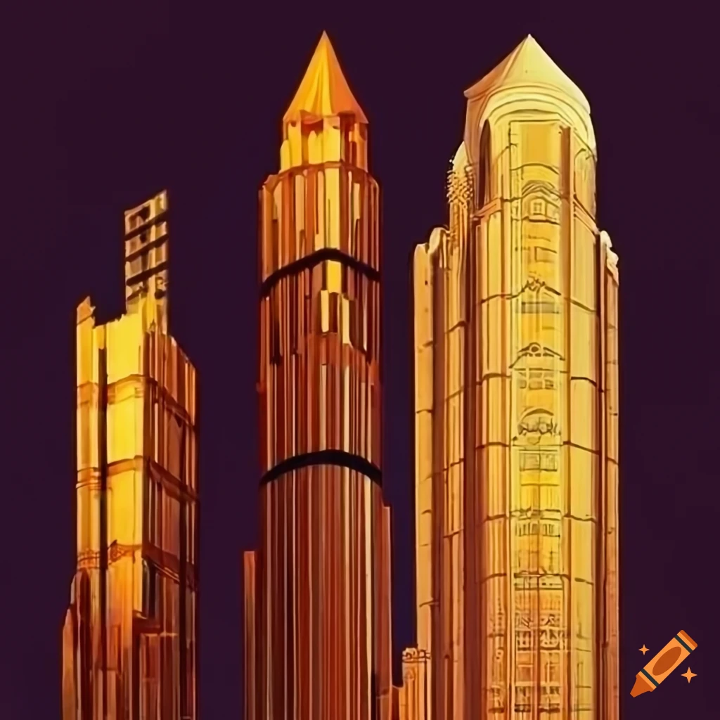 Art deco city skyline on Craiyon
