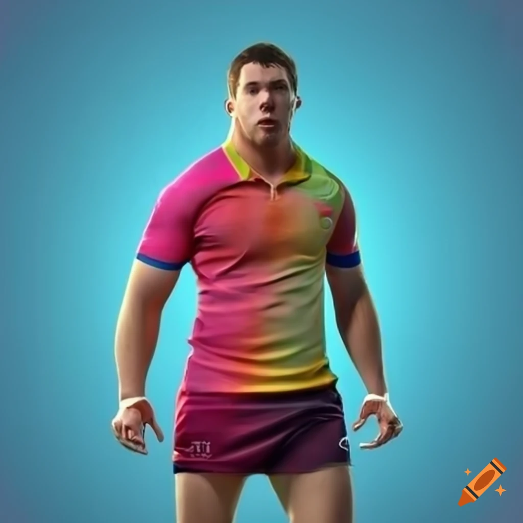 Rugby player in a colorful summer dress