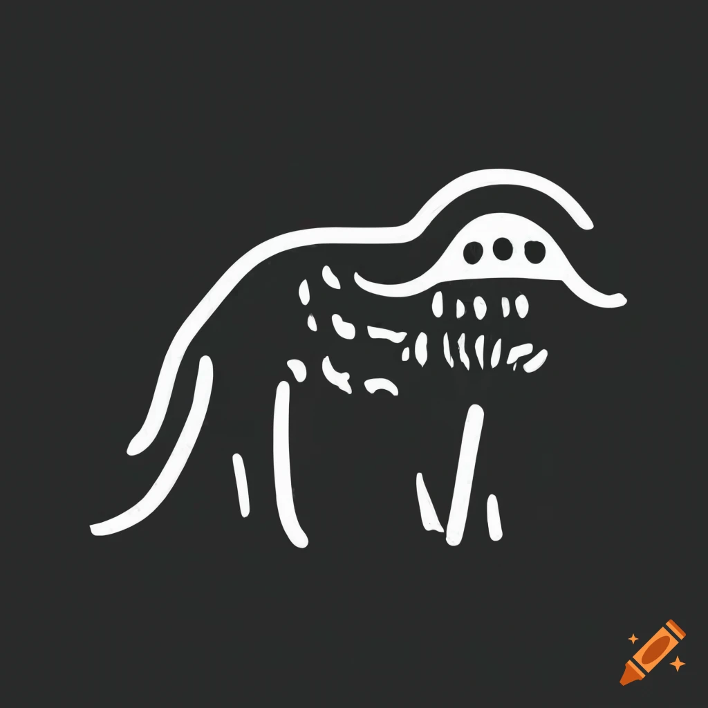 black and white animal cave painting icon