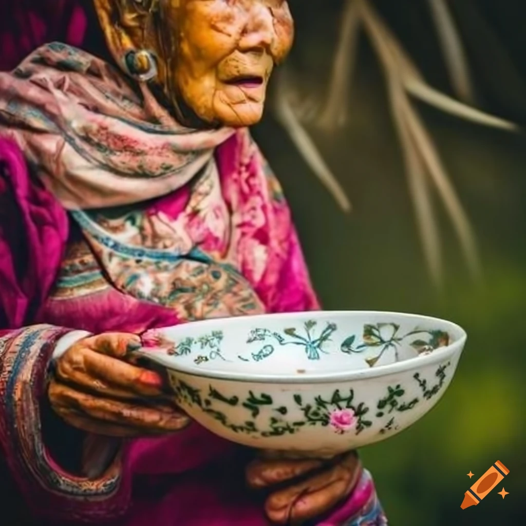 ceramic white bowl with cherry blossom print