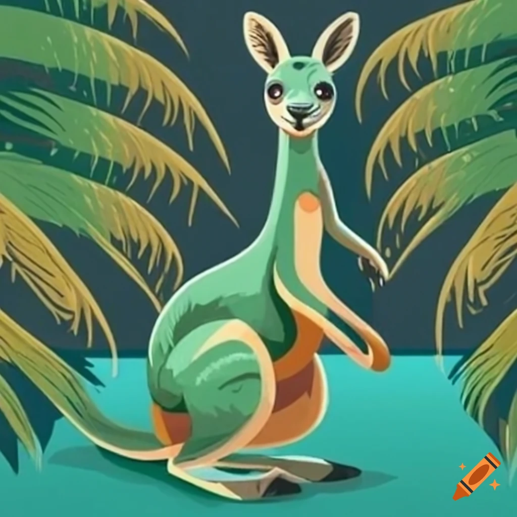 green kangaroo in a tropical paradise