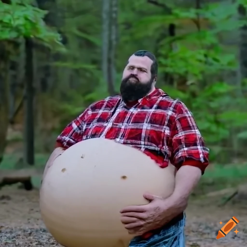 Photo of a burly lumberjack with a round beer belly