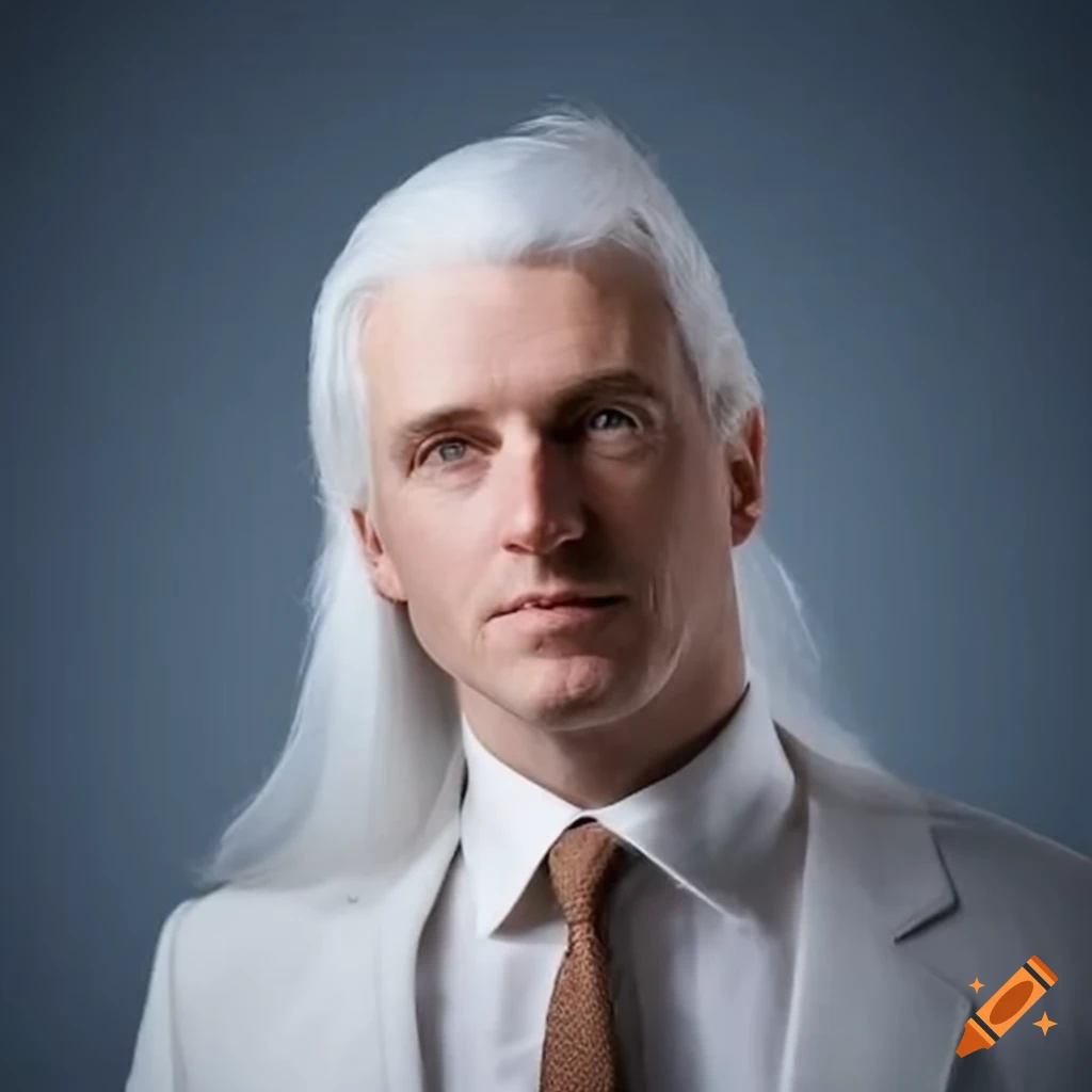 image of a mature politician in white tuxedo