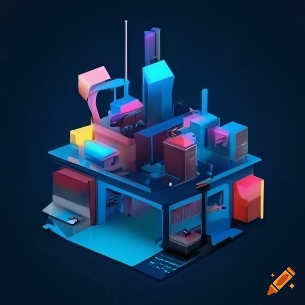 3D illustration of a modern business or factory building