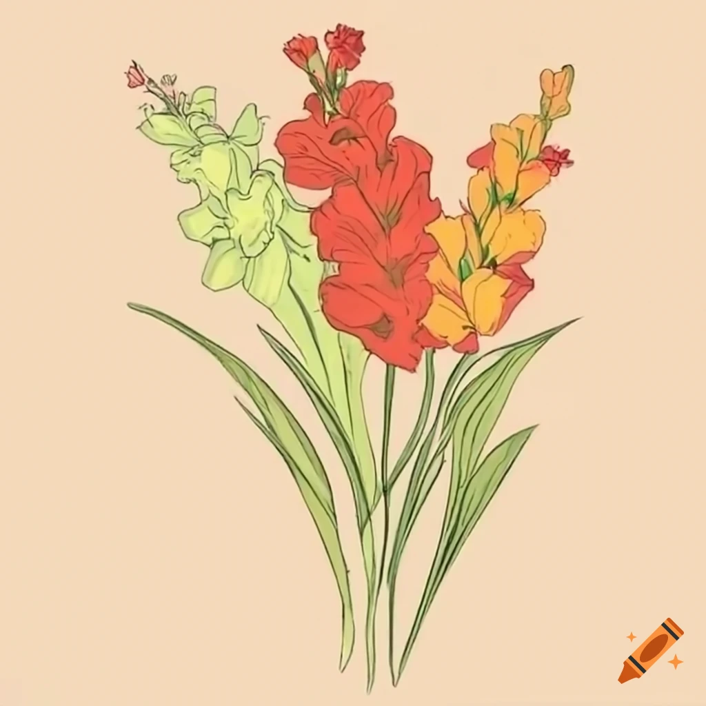 colorful bouquet of gladiolus, chrysanthemum, and daffodil