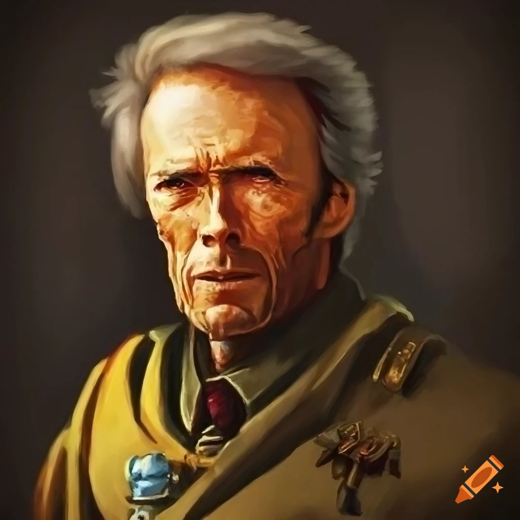 Portrait of high general clint eastwood in warhammer 40k