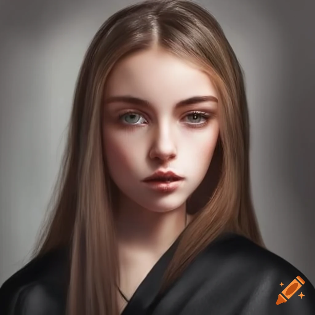 Portrait of a young woman wearing a black robe