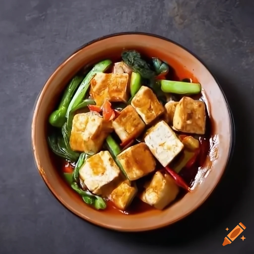 Delicious tofu wok with crispy vegetables