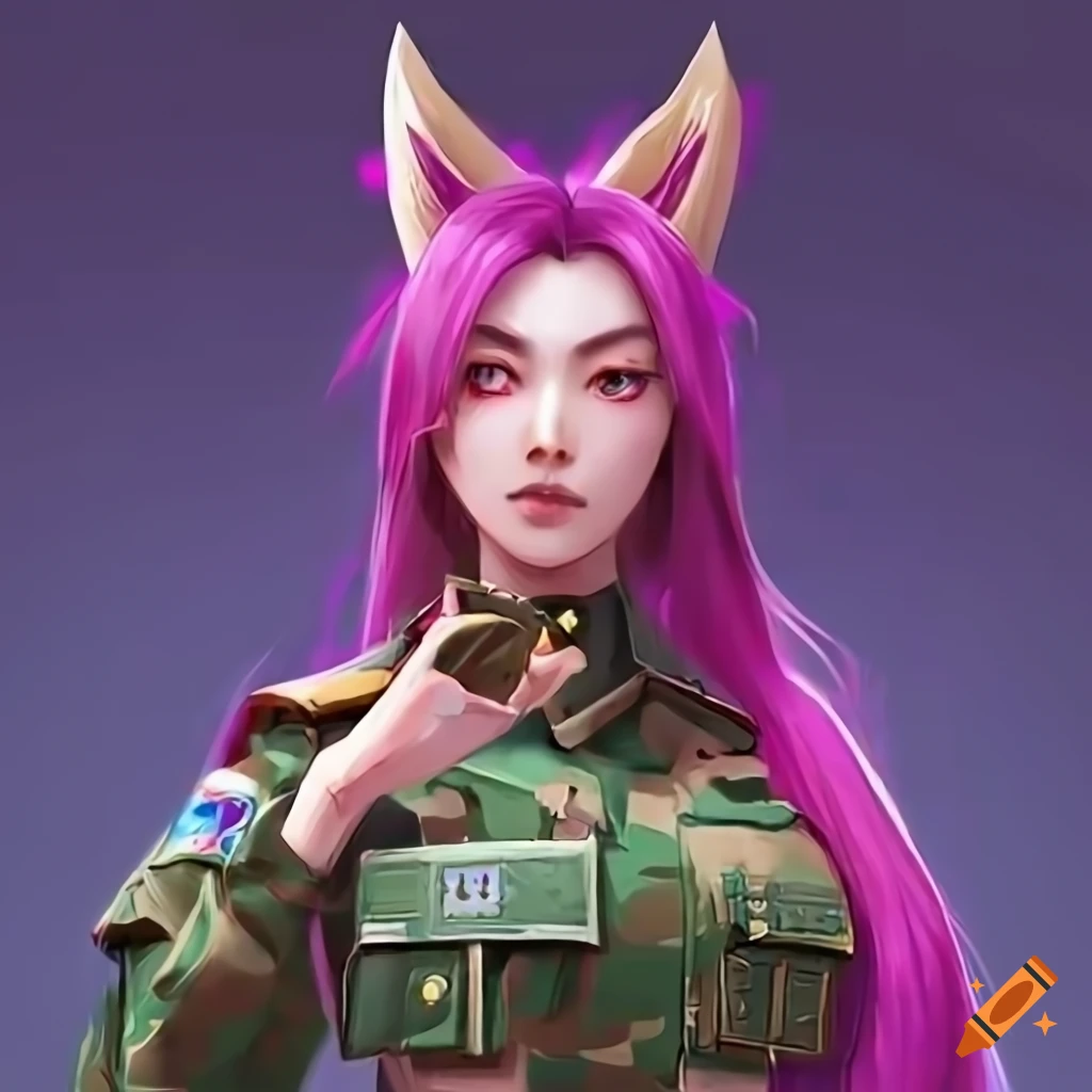 Kda ahri in a korean military uniform