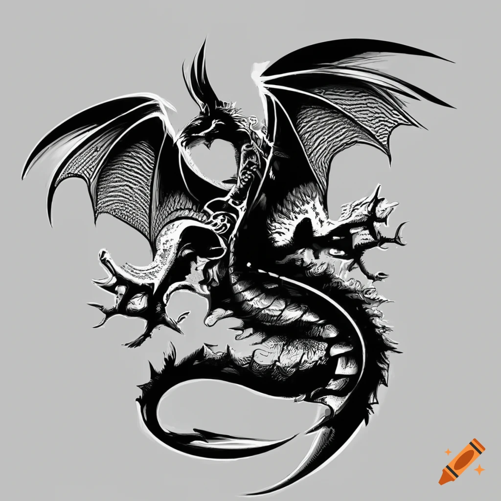Black dragon tattoo design on white background on Craiyon