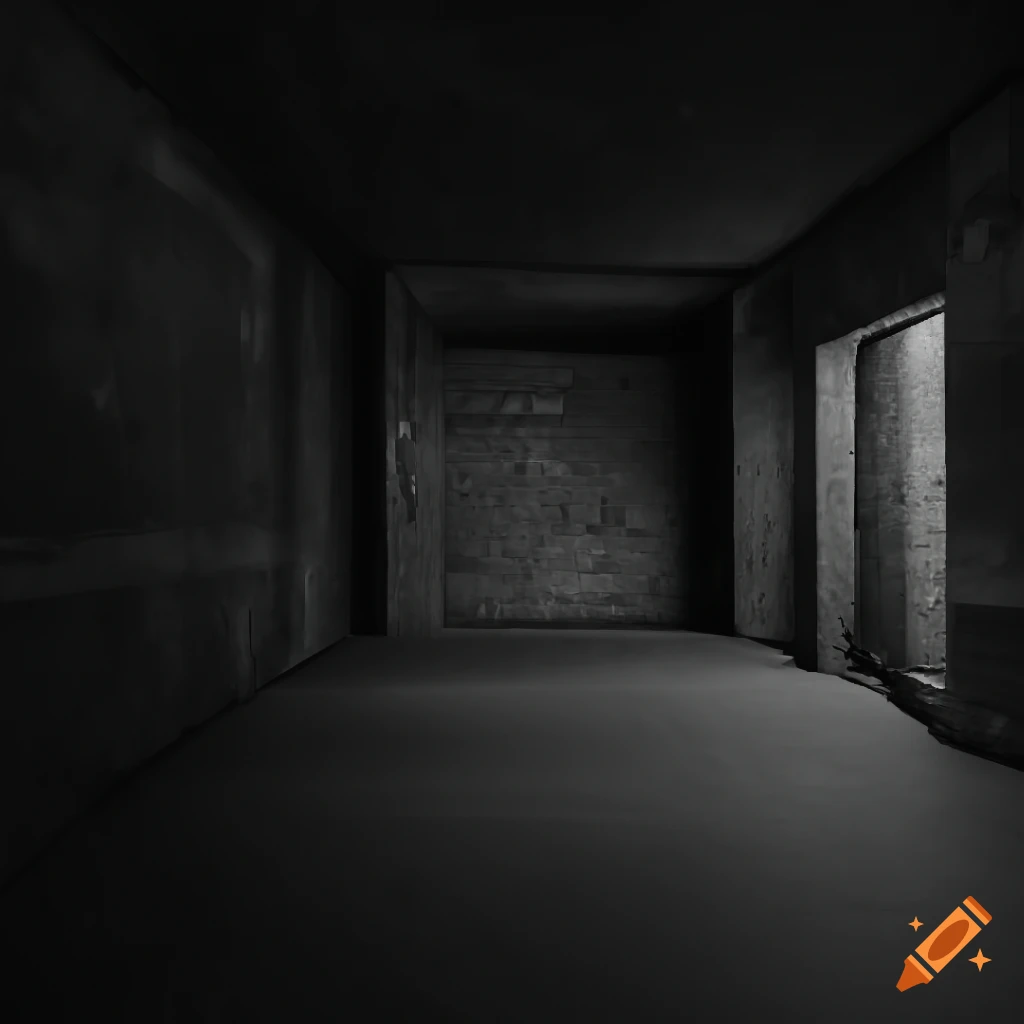 grayscale image of an underground bunker