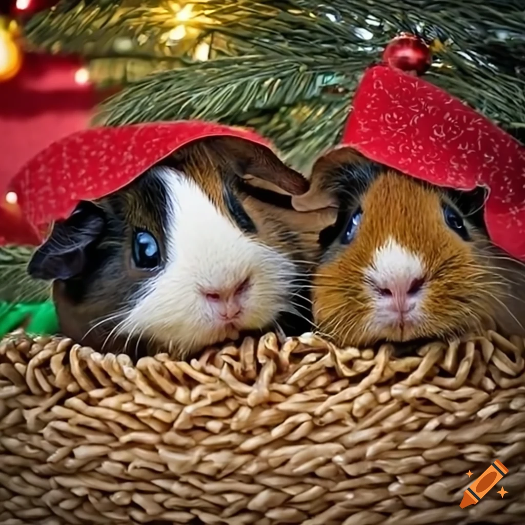 Guinea pigs under a christmas tree on Craiyon