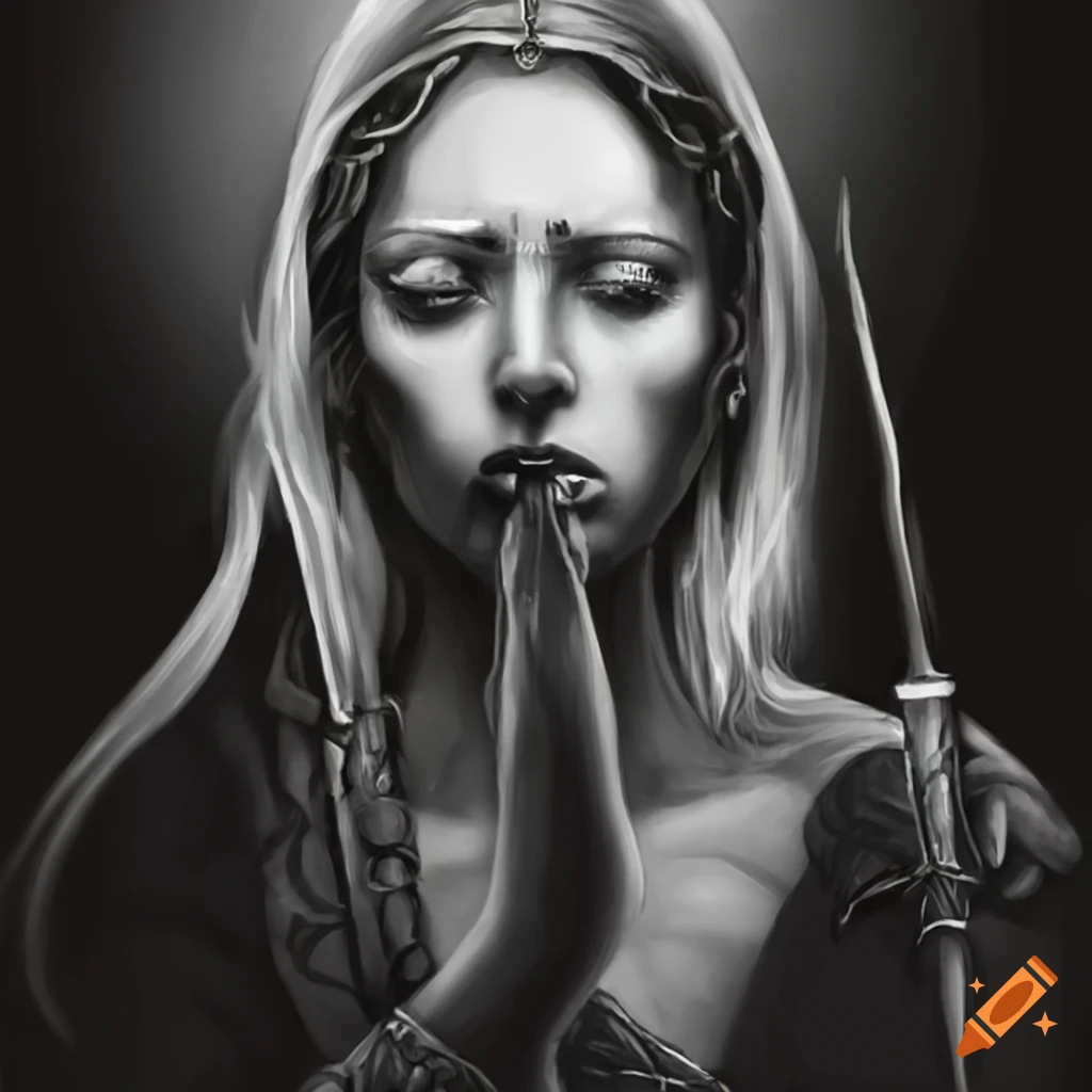 illustration of a Tarot card - Princess of Swords