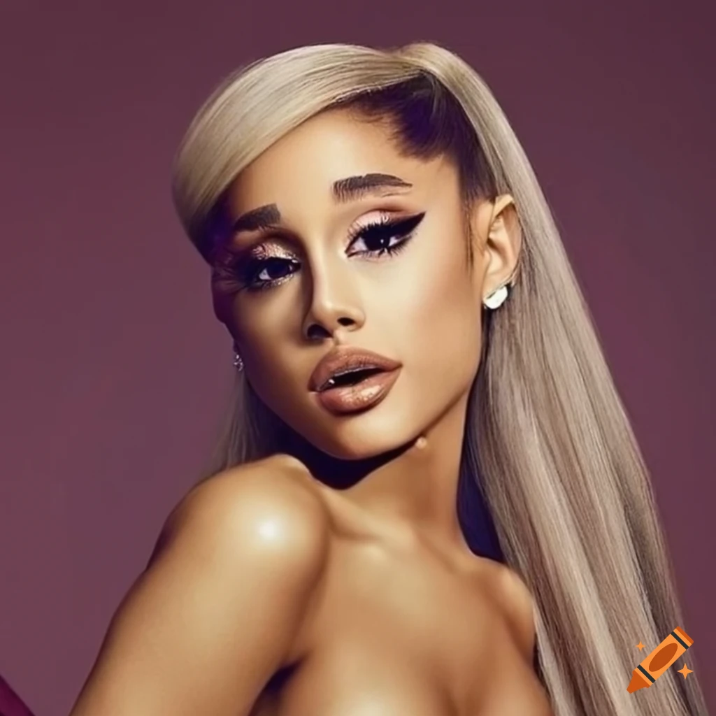 Portrait of ariana grande with blonde hair and glamorous dress