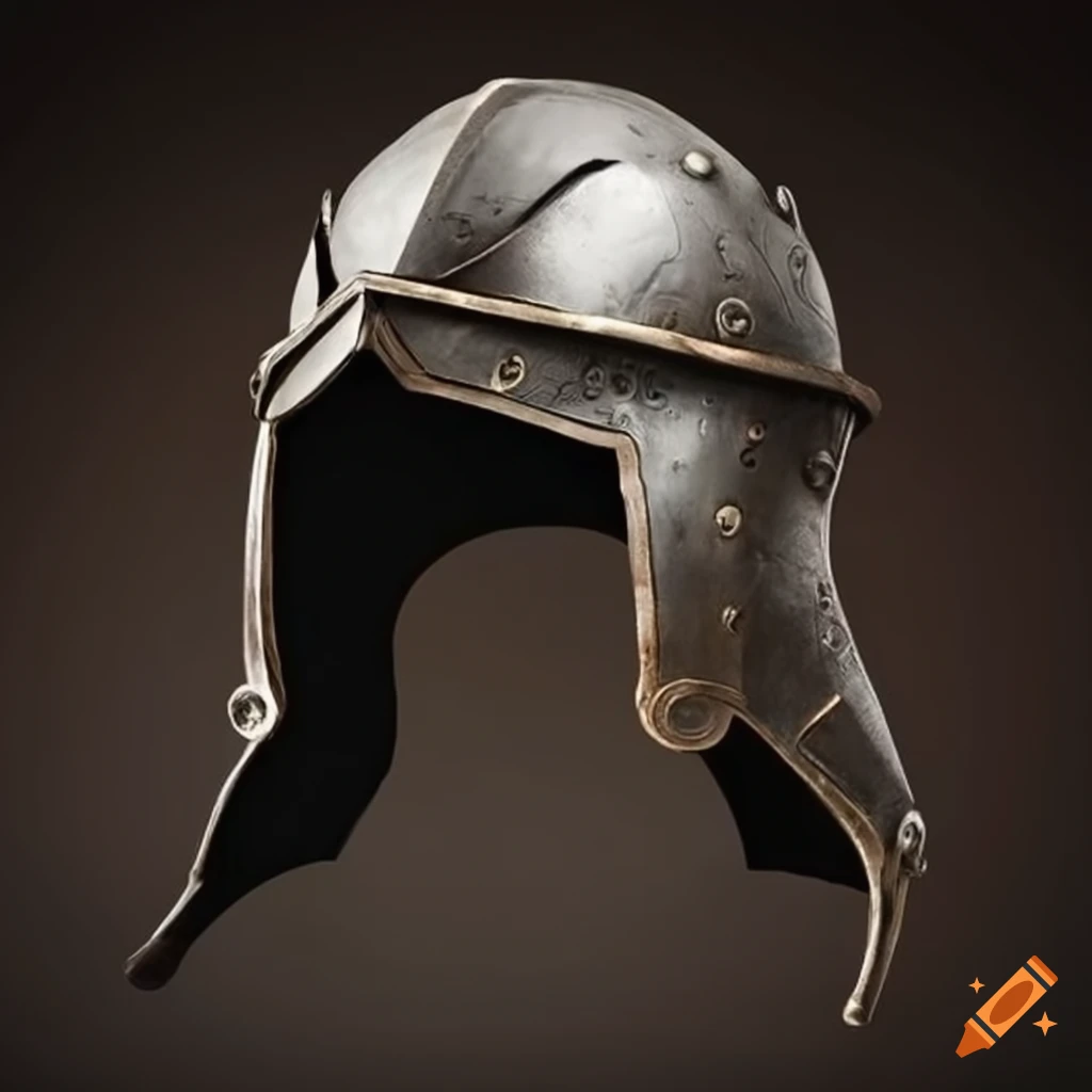 intricate symmetrical battle helmet