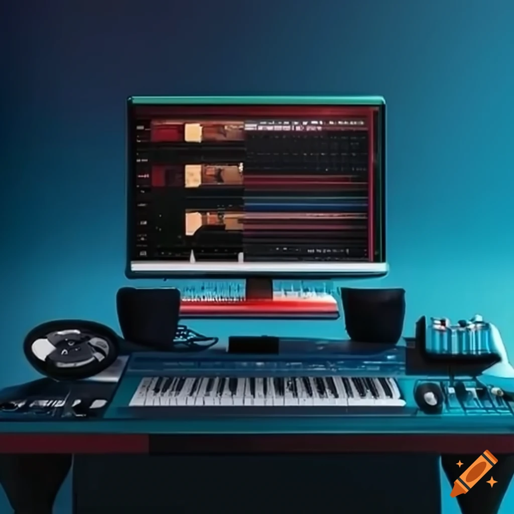 Music studio setup for zoom meetings on Craiyon