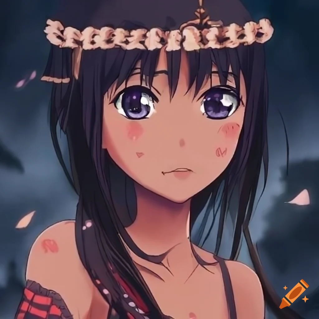 anime illustration of an indigenous girl
